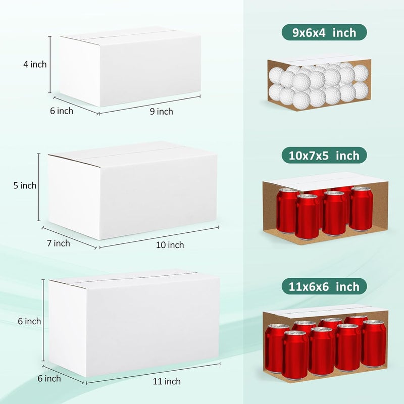 Eupako 30 Pack Small Shipping Boxes Assorted Sizes, White Corrugated Box Mailers, 9x6x4 & 10x7x5 & 11x6x6 10 PCS Each Small Boxes, Cardboard Boxes for Packaging Small Business, Mailing - Image 3